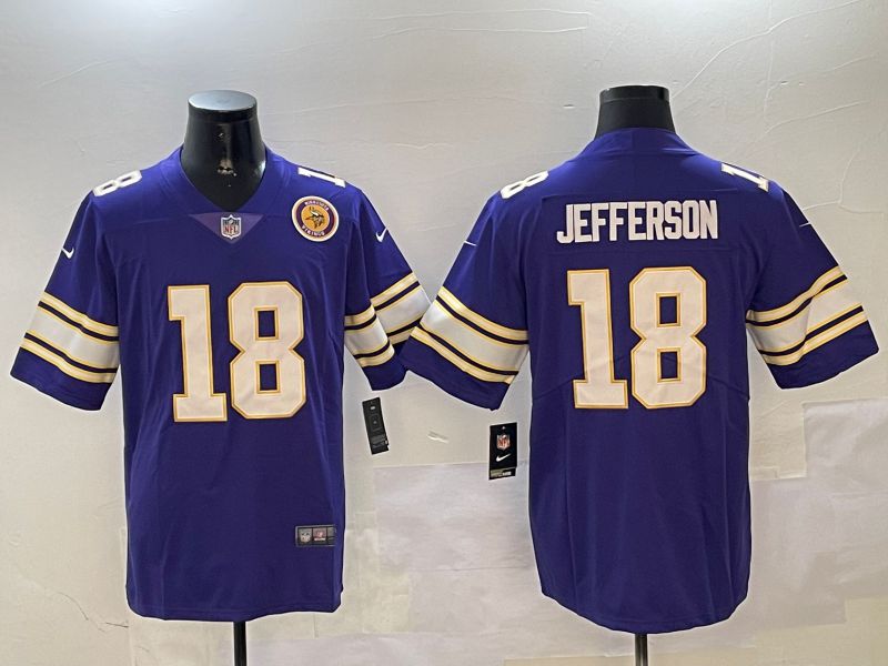 Men Minnesota Vikings #18 Jefferson Purple Throwback Three generation 2024 Nike Limited NFL Jersey style 5->minnesota vikings->NFL Jersey